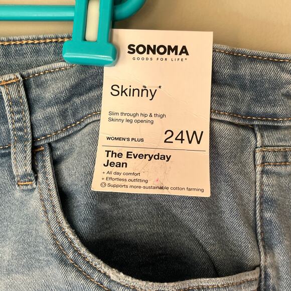NWT! Sonoma The Everyday Skinny Jean Light Wash Size 24W - Picture 6 of 16